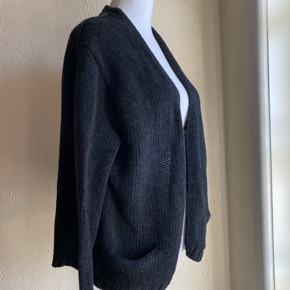 Vince charcoal heather gray wool open front cardigan with 3/4 sleeves Sz S - Picture 3 of 11